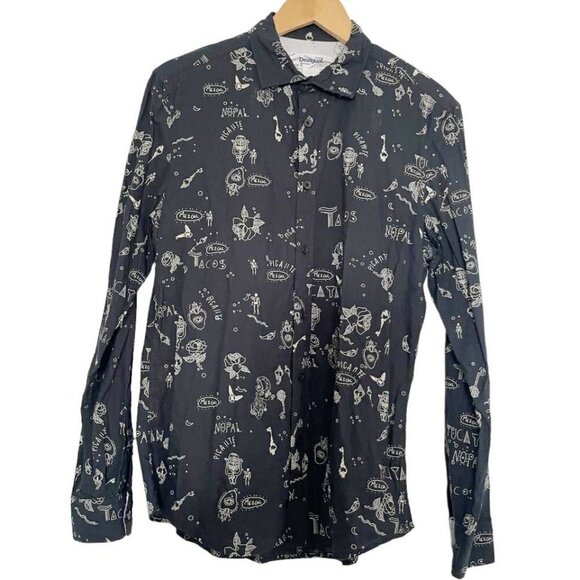 Men's Desigual Size Small Button Down Shirt Collared Abstract Art to Wear - Picture 1 of 5